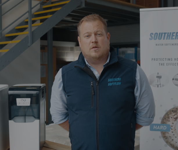 Ben Southern presenting hard water problems at the Southern Softflow warehouse